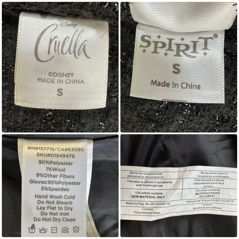 Spirit Halloween CRUELLA DE VIL De Vil Cape Jacket Vest Glitter Woven Dramatic S - Picture 12 of 12
